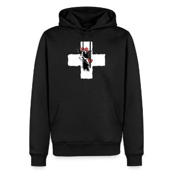 Schweiz Kuh Bandana - Männer Premium Bio Hoodie - Schwarz - Vorne - Nico (187cm)