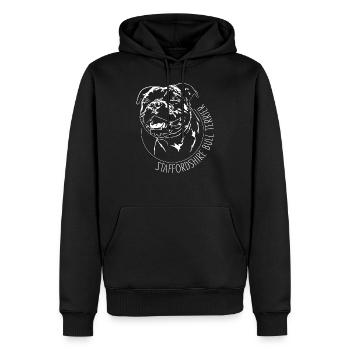 STAFFORDSHIRE BULL TERRIER Portrait de chien Wilsigns - Sweat à capuche Premium bio Homme - noir - Devant - Nico (187cm)