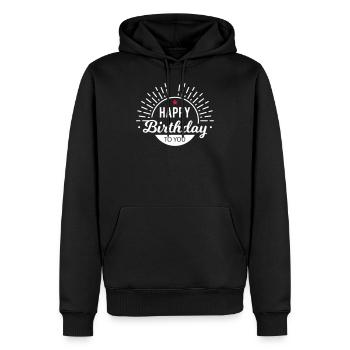 HAPPY BIRTHDAY - Men’s Premium Organic Hoodie - black - Front - Nico (187cm)