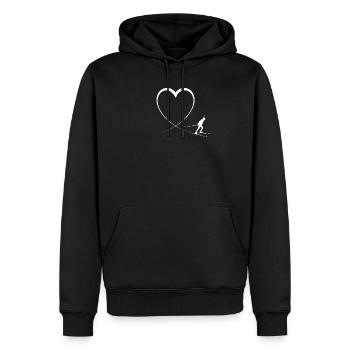 J'aime le biathlon - Sweat à capuche Premium bio Homme - noir - Devant - Nico (187cm)