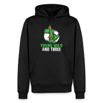 Young wild and three 3. Geburtstag Kleinkind Dino - Männer Premium Bio Hoodie - Schwarz - Vorne - Nico (187cm)