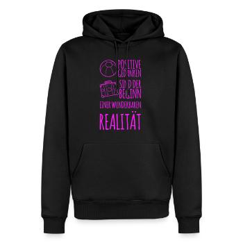 Mindset - Männer Premium Bio Hoodie - Schwarz - Vorne - Nico (187cm)