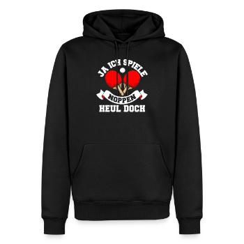 Ja ich spiele Noppen heul doch Tischtennis Spruch - Männer Premium Bio Hoodie - Schwarz - Vorne - Nico (187cm)