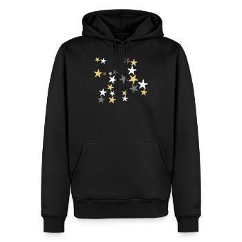 Joyeux argent et or étoiles design de Noël - Sweat à capuche Premium bio Homme - noir - Devant - Nico (187cm)