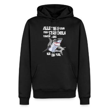 Hai Fisch - Männer Premium Bio Hoodie - Schwarz - Vorne - Nico (187cm)