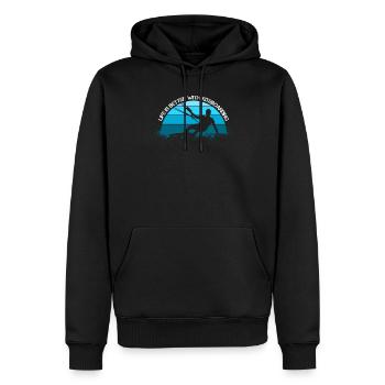 Kitesurf avec kite sur la mer - Sweat à capuche Premium bio Homme - noir - Devant - Nico (187cm)