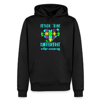 AUTISM DIFFERENT IS OK Cadeau pour les personnes autistes - Sweat à capuche Premium bio Homme - noir - Devant - Nico (187cm)