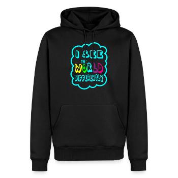 LE MONDE DE L'AUTISME EST DIFFÉRENT Cadeau pour les personnes autistes - Sweat à capuche Premium bio Homme - noir - Devant - Nico (187cm)