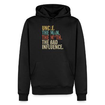 Uncle Gift - The Man Myth Bad Influence - Funny - Men’s Premium Organic Hoodie - black - Front - Nico (187cm)