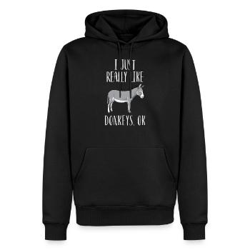 J'aime vraiment les ânes - Sweat à capuche Premium bio Homme - noir - Devant - Nico (187cm)
