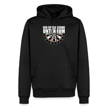 Ich spiele gerne untenrum Dart Darten Dartfan 180 - Männer Premium Bio Hoodie - Schwarz - Vorne - Nico (187cm)
