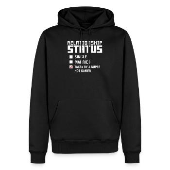 Statut de la relation | pris par un joueur super chaud - Sweat à capuche Premium bio Homme - noir - Devant - Nico (187cm)