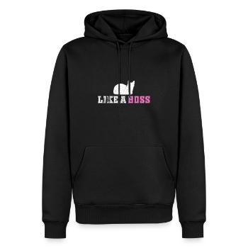 comme un boss cat kitty kitty cat - Sweat à capuche Premium bio Homme - noir - Devant - Nico (187cm)