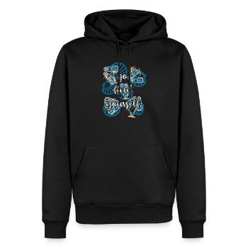 Voyage - Sweat à capuche Premium bio Homme - noir - Devant - Nico (187cm)