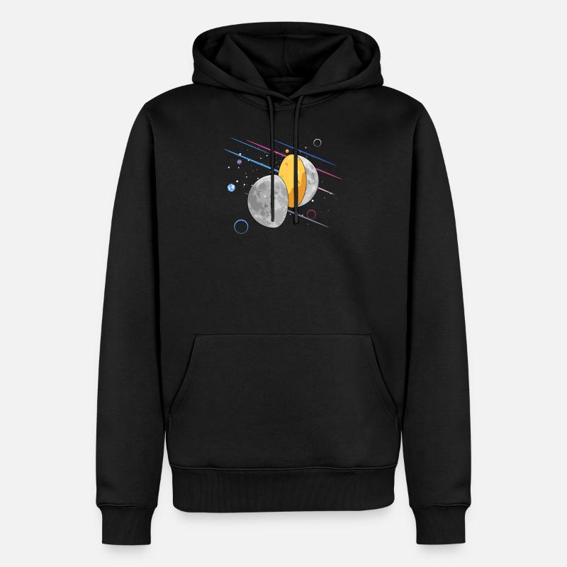 Jour de l'espace drôle de Cheese Moon - Sweat à capuche Premium bio Homme - noir
