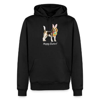 Chien Beagle de Pâques avec des oreilles de lapin - Sweat à capuche Premium bio Homme - noir - Devant - Nico (187cm)