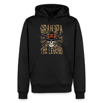 Papy l'Homme Le Mythe La Légende - Sweat à capuche Premium bio Homme - noir - Devant - Nico (187cm)