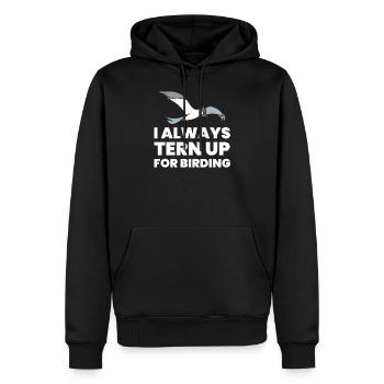 Vogelbeobachtung, Vogelbeobachtung Wortspiel - TERN Up - Männer Premium Bio Hoodie - Schwarz - Vorne - Nico (187cm)
