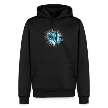 Morue de pêcheur tête de poisson Vintage - Sweat à capuche Premium bio Homme - noir - Devant - Nico (187cm)