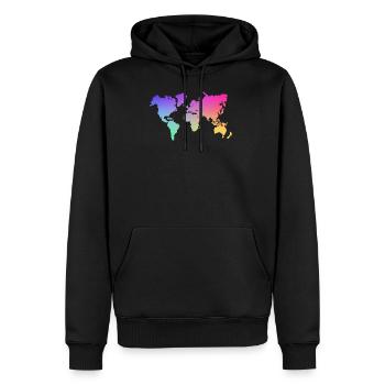 colored world map - Men’s Premium Organic Hoodie - black - Front - Nico (187cm)
