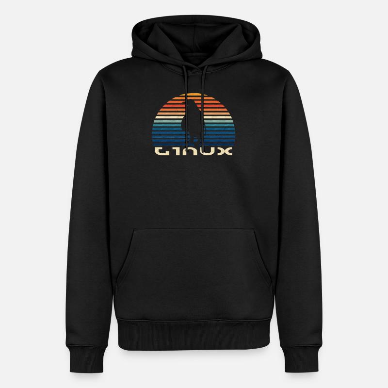 Linux pingouin vintage - Sweat à capuche Premium bio Homme - noir