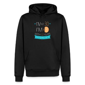 I'm not 30, I'm 18 with 12 years experience (1990) - Men’s Premium Organic Hoodie - black - Front - Nico (187cm)
