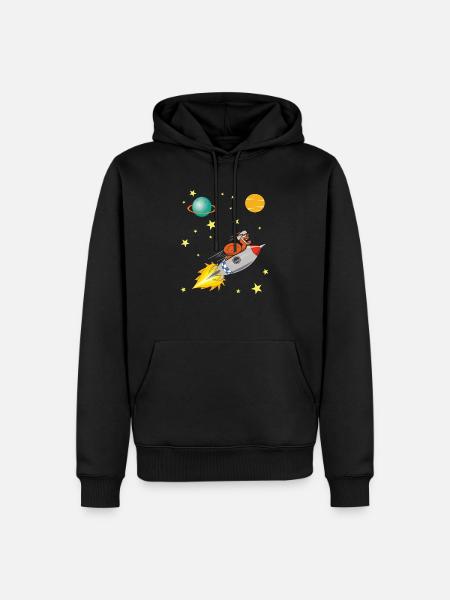Slak met raket die in ruimte reist - Mannen Premium Bio hoodie - zwart