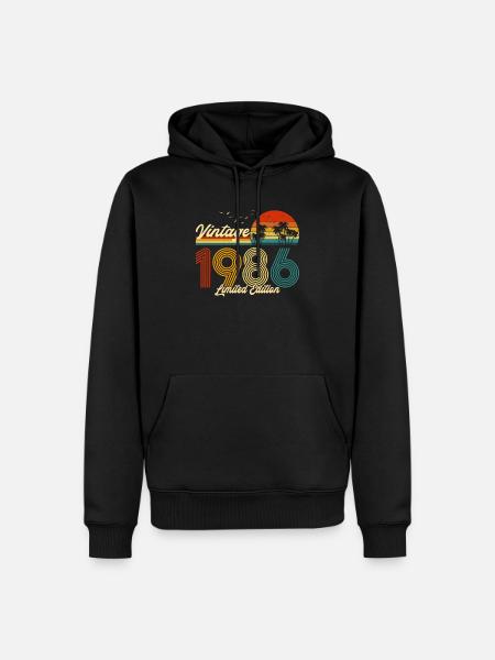 Vintage 1986 T-Shirt édition limitée 34 anniversaire M - Sweat à capuche Premium bio Homme - noir