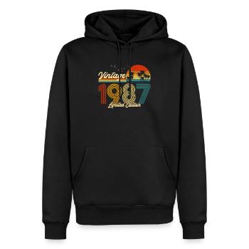 Vintage 1987 T-Shirt Limited Edition 33 Geburtstag M. - Männer Premium Bio Hoodie - Schwarz - Vorne - Nico (187cm)
