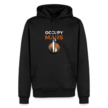OCCUPY MARS Flying Starship white - Men’s Premium Organic Hoodie - black - Front - Nico (187cm)
