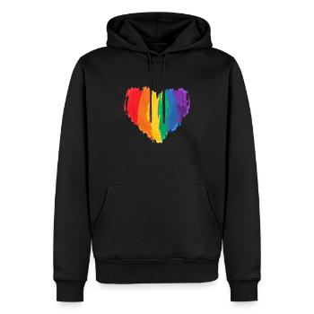 Coeur d'amour aquarelle LGBTQ - Sweat à capuche Premium bio Homme - noir - Devant - Nico (187cm)