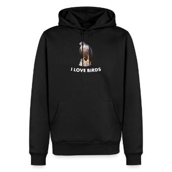 Wanderfalke - Männer Premium Bio Hoodie - Schwarz - Vorne - Nico (187cm)