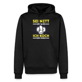Koch kochen braten Küche Spruch Sei Nett - Männer Premium Bio Hoodie - Schwarz - Vorne - Nico (187cm)