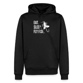 Essen Sie Schlaf Fliegenfisch - Vintage Fliegenfischen Design - Männer Premium Bio Hoodie - Schwarz - Vorne - Nico (187cm)