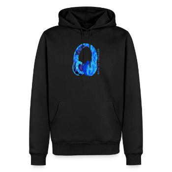 Casque musique géométrique sur, monde de poly - Sweat à capuche Premium bio Homme - noir - Devant - Nico (187cm)