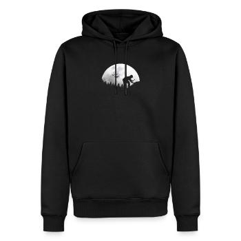 Mond Zimmermann Zimmerei - Männer Premium Bio Hoodie - Schwarz - Vorne - Nico (187cm)