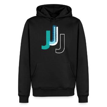 J - Männer Premium Bio Hoodie - Schwarz - Vorne - Nico (187cm)