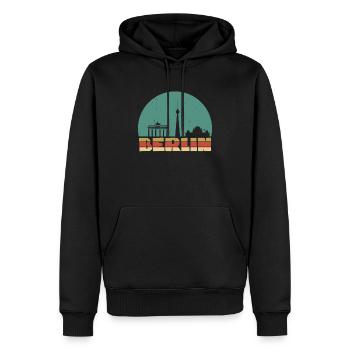 Skyline Berlin Vintage - Männer Premium Bio Hoodie - Schwarz - Vorne - Nico (187cm)