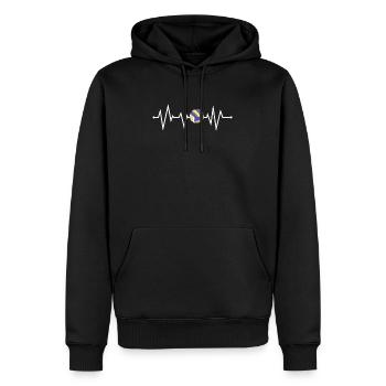 Cadeau de t-shirt de battement de coeur de volleyball - Sweat à capuche Premium bio Homme - noir - Devant - Nico (187cm)