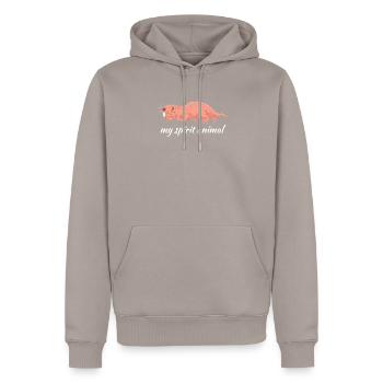 Rat-taupe nu - Mon animal spirituel - Sweat à capuche Premium bio Homme - taupe - Devant - Nico (187cm)