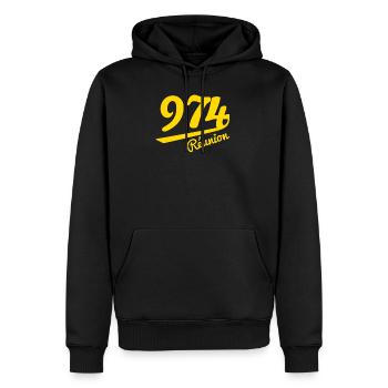 974 - Ile De La Réunion - Sweat à capuche Premium bio Homme - noir - Devant - Nico (187cm)