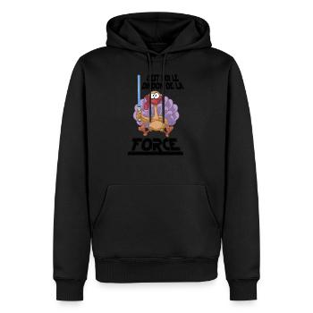 Le dindon de la force - Parodie Humour Fun Cool - Sweat à capuche Premium bio Homme - noir - Devant - Nico (187cm)
