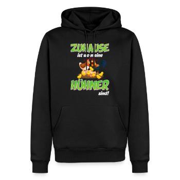 Zuhause ist wo meine Hühner sind | Landwirtin - Männer Premium Bio Hoodie - Schwarz - Vorne - Nico (187cm)