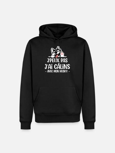 Husky cadeau drôle chien mignon - Sweat à capuche Premium bio Homme - noir