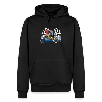 Idée cadeau vintage karting rétro karting - Sweat à capuche Premium bio Homme - noir - Devant - Nico (187cm)