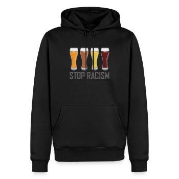 BIÈRE FUNNY STOP RACISM cadeau pour homme - Sweat à capuche Premium bio Homme - noir - Devant - Nico (187cm)