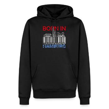 Born In Hamburg Hansestadt Hamburg - Männer Premium Bio Hoodie - Schwarz - Vorne - Nico (187cm)