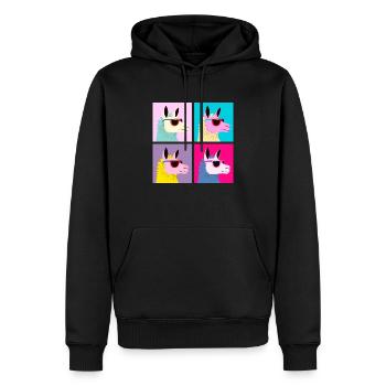 Pop-Art - Lama avec lunettes de soleil - Sweat à capuche Premium bio Homme - noir - Devant - Nico (187cm)
