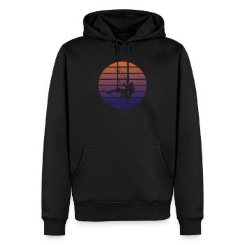 kite surf - Sweat à capuche Premium bio Homme - noir - Devant - Nico (187cm)