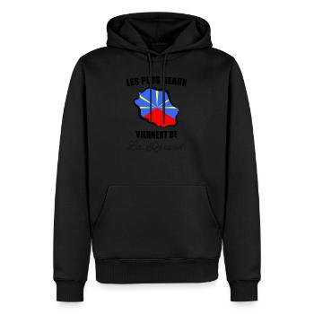 Les plus beaux viennent de l'Ile De La Réunion 974 - Sweat à capuche Premium bio Homme - noir - Devant - Nico (187cm)